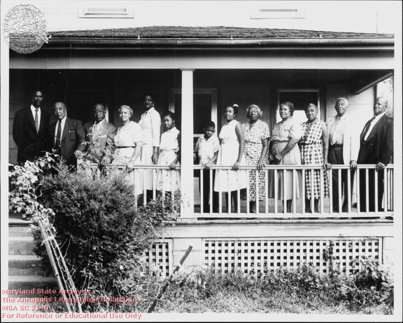 1955 c. Baden, Thomas Jr. Brice Family on porch of Randall Street home