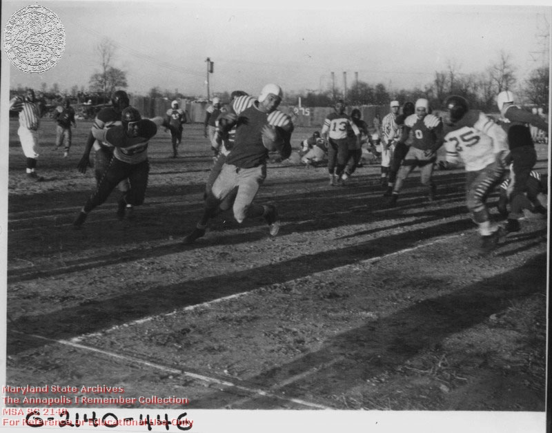 1949 c. Baden, Thomas Jr. Bates High School football game (Bates in light jerseys)