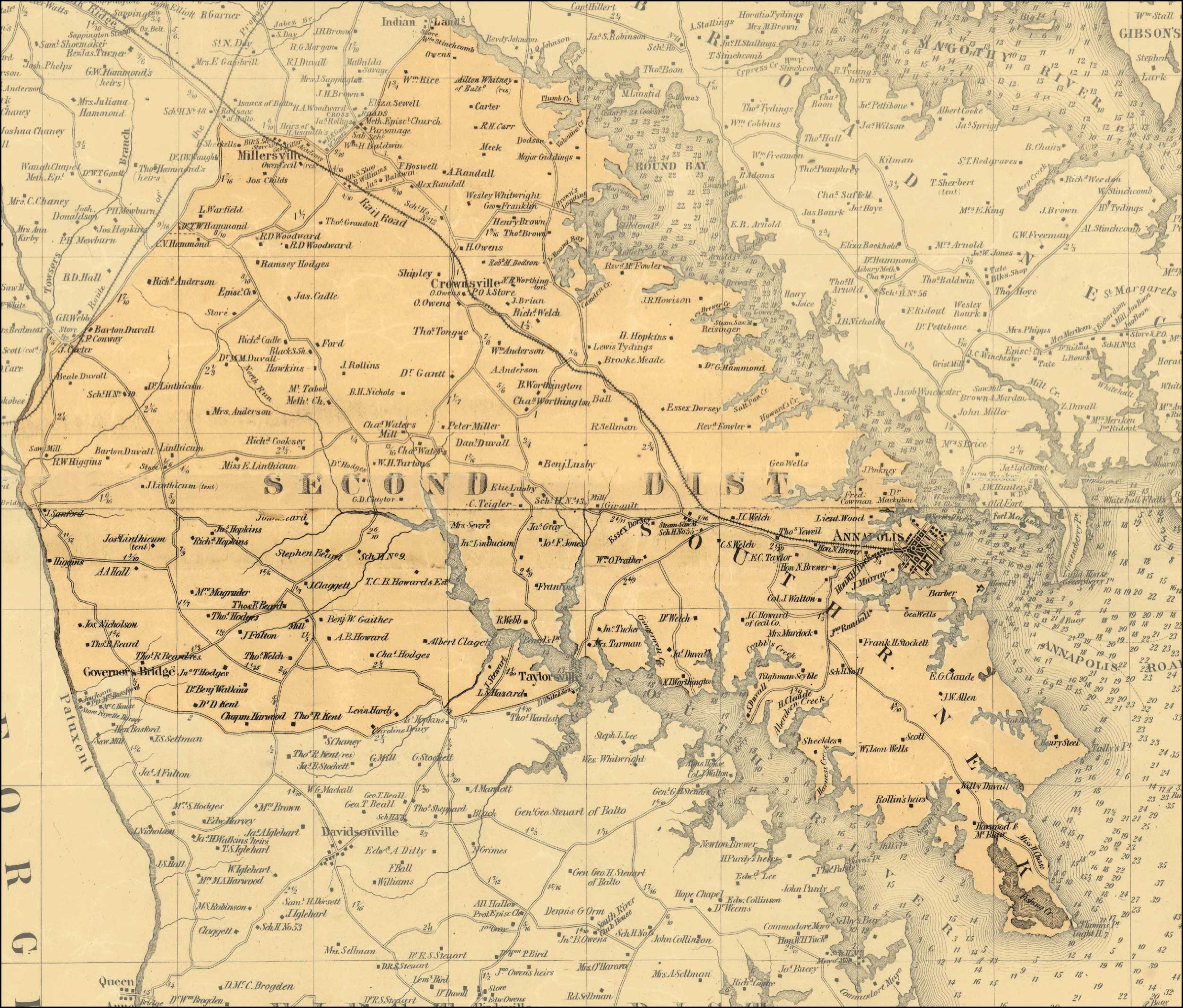 Simon J. Martenet, Map of Anne Arundel County, 1860, Library of Congress, MSA SC 1213-1-117