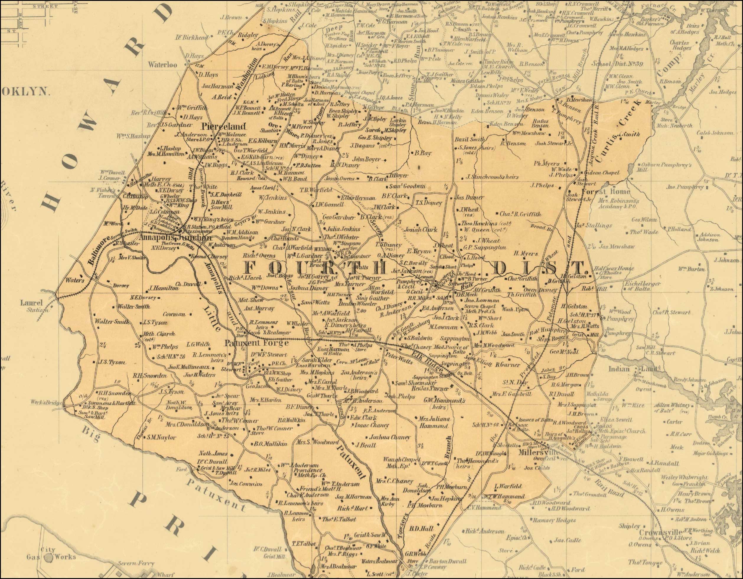Simon J. Martenet, Map of Anne Arundel County, 1860, Library of Congress, MSA SC 1213-1-117
