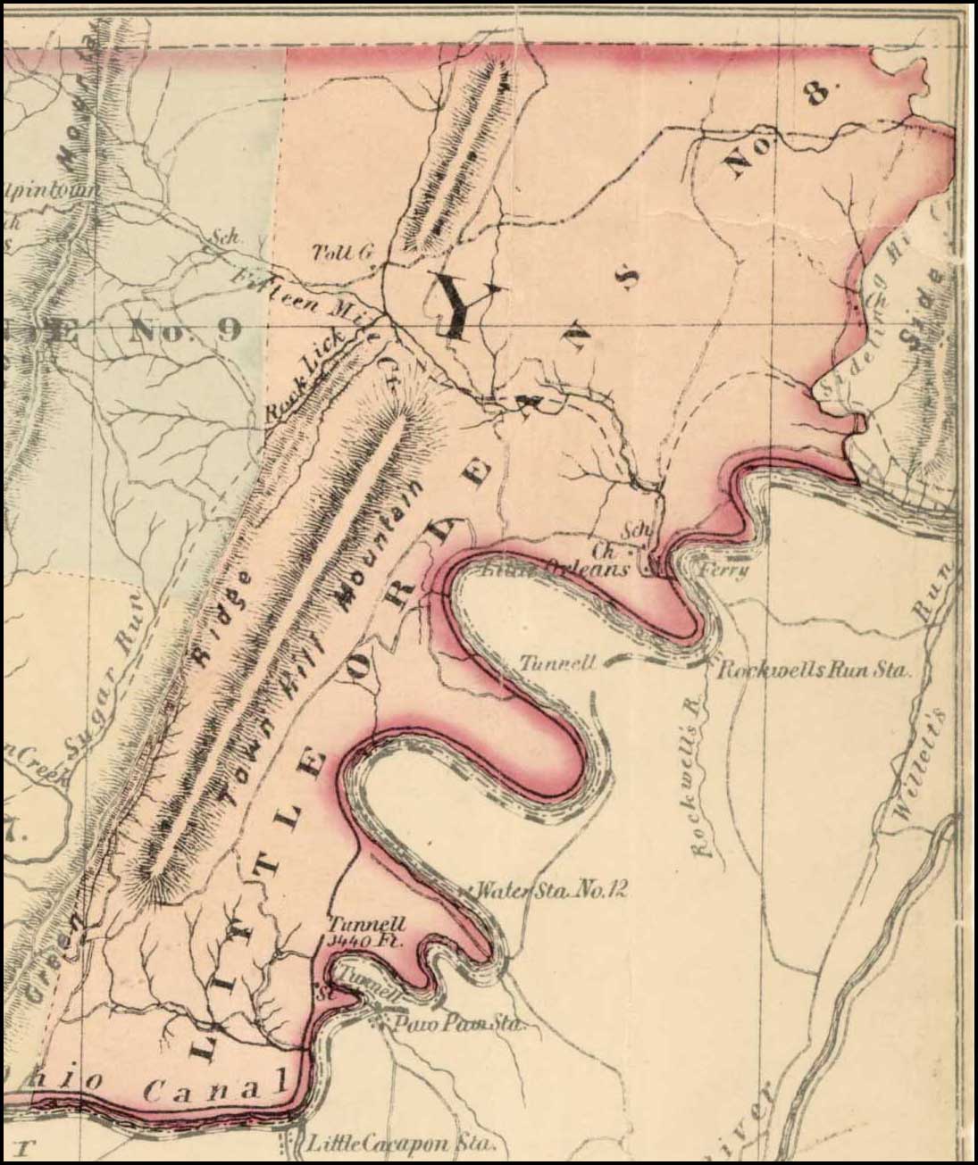 Simon J. Martenet, Map of Allegany County, 1865, Huntingfield Collection MSA SC 1399-1-75