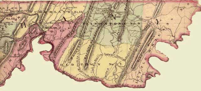 Eastern Allegany County. Simon J. Martenet, Martenet's Atlas of Maryland, 1865, Huntingfield Collection, MSA SC 1399-1-75