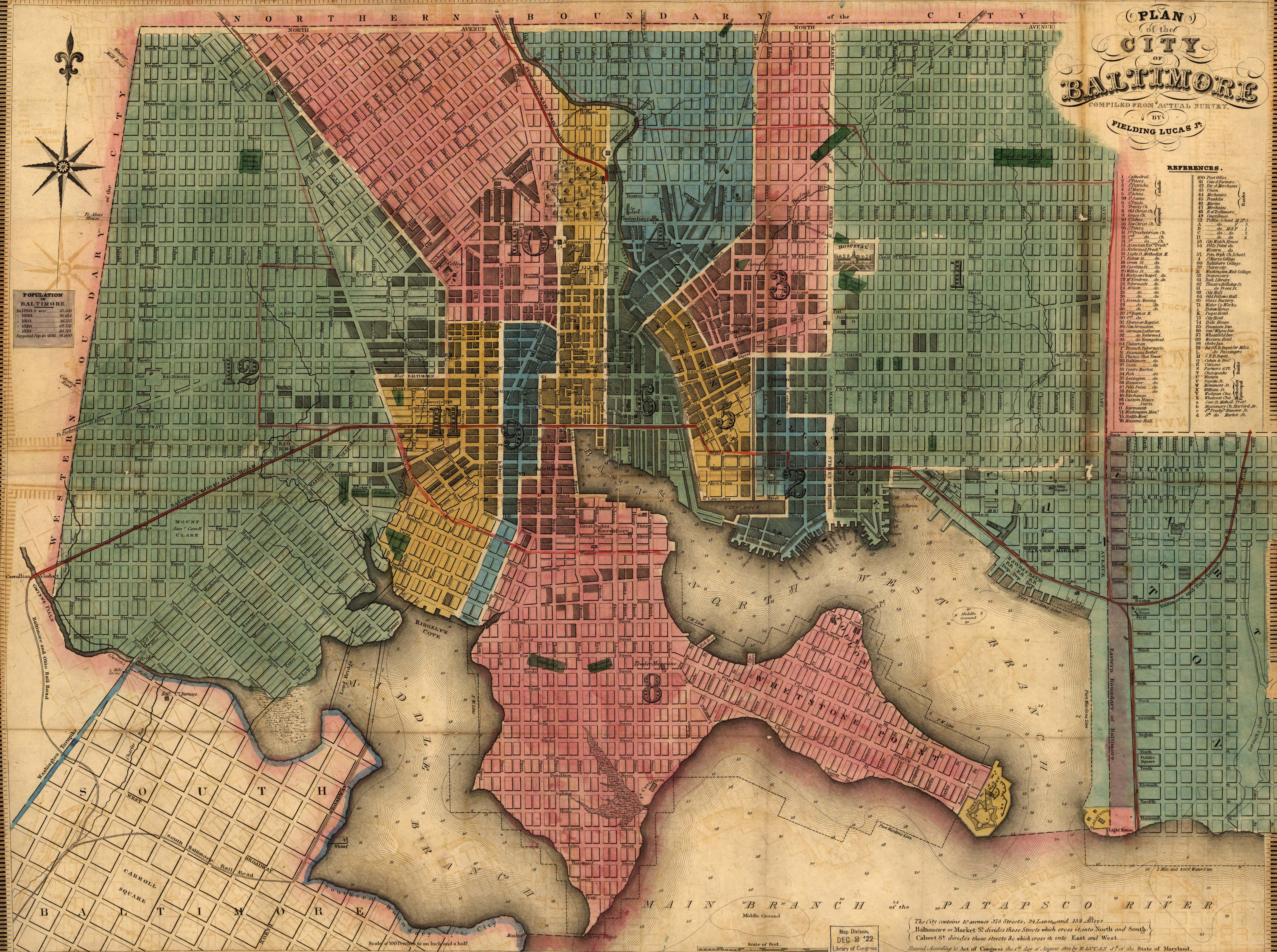 Fielding Lucas, Jr., Plan of the City of Baltimore, 1836, MSA SC 5339-7-37