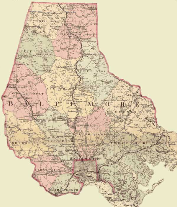 Baltimore County. Simon J. Martenet, Martenet's Atlas of Maryland, 1865, Huntingfield Collection, MSA SC 1399-1-75