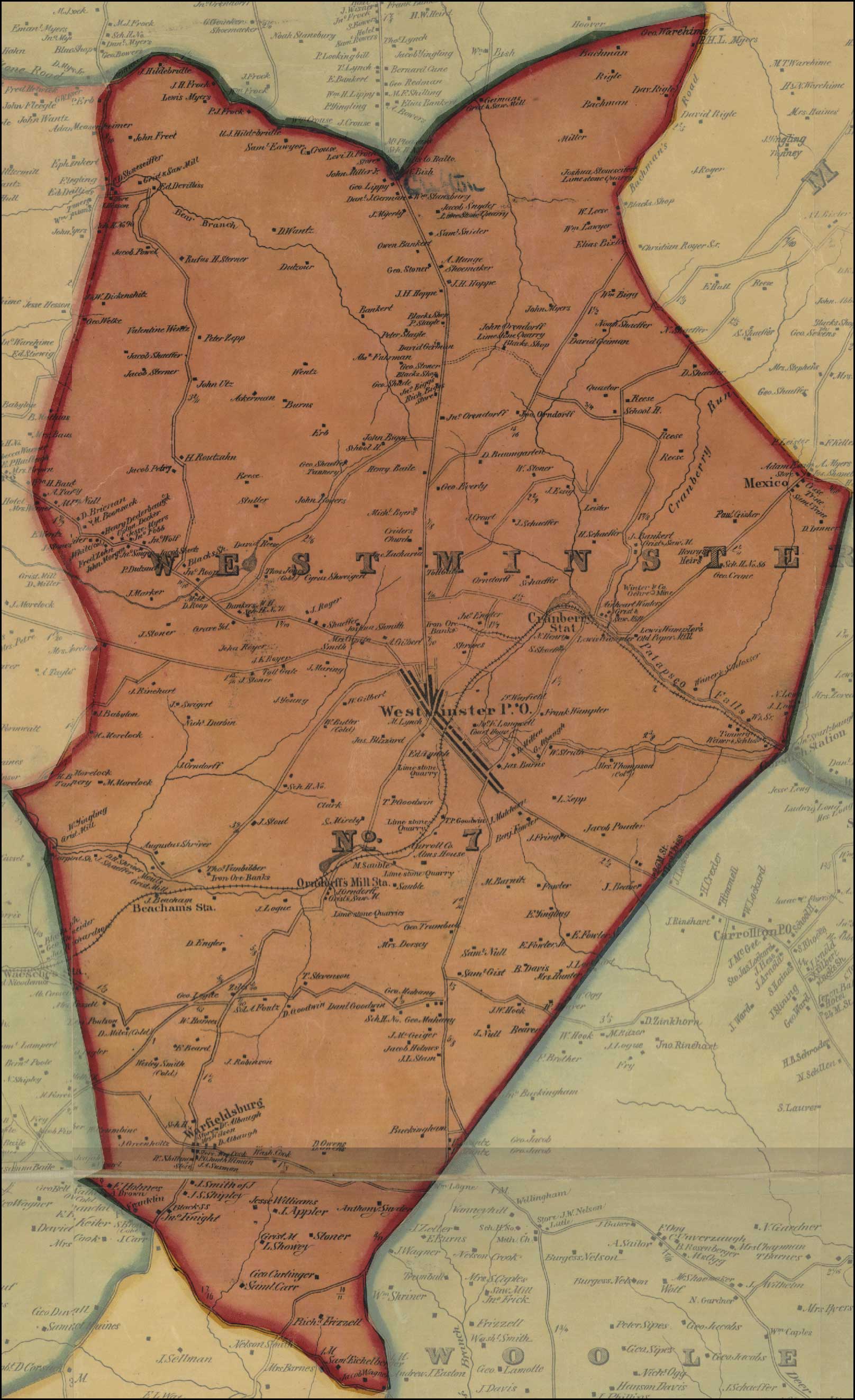 Simon J. Martenet, Map of Carroll County, 1862, Library of Congress, MSA SC 1213-1-119