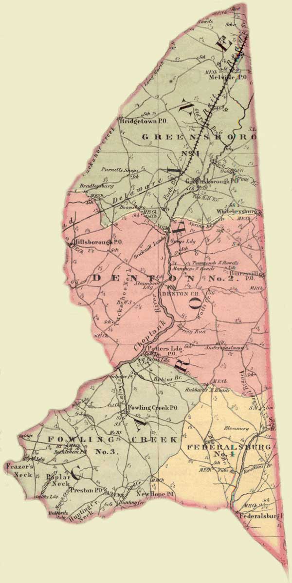 Caroline County. Simon J. Martenet, Martenet's Atlas of Maryland, 1865, Huntingfield Collection, MSA SC 1399-1-75