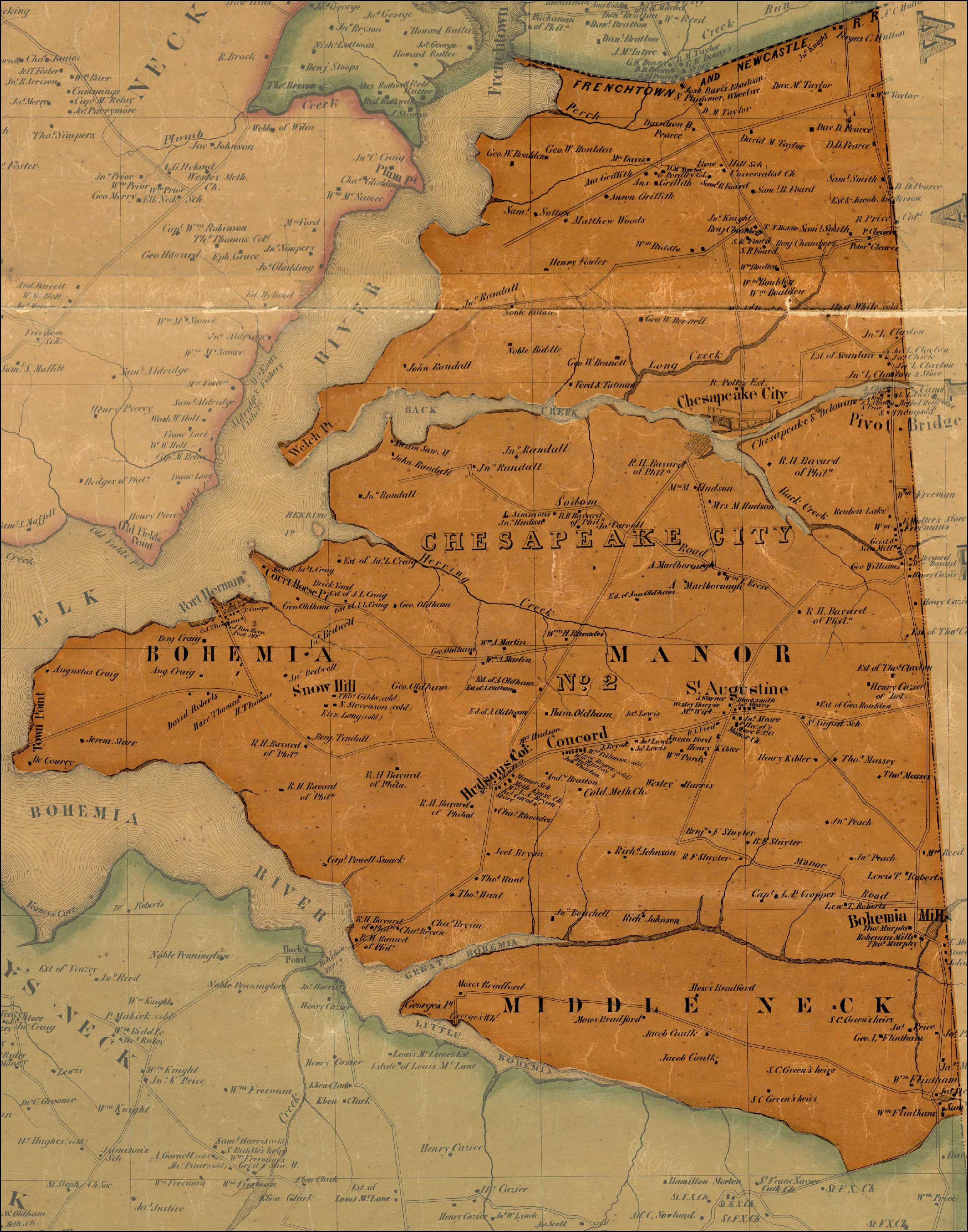 Simon J. Martenet, Map of Cecil County, 1858, Library of Congress, MSA SC 1213-1-462