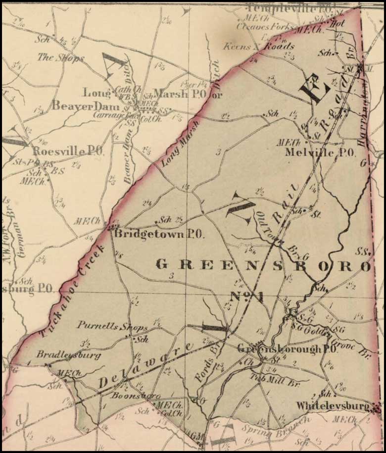 Simon J. Martenet, Map of Caroline County, 1865, Huntingfield Collection MSA SC 1399-1-75