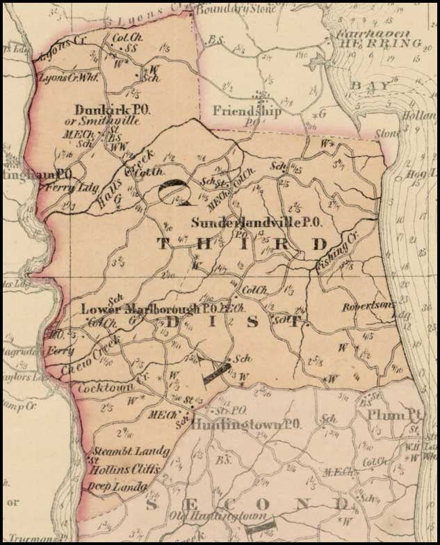 Simon J. Martenet, Map of Calvert County, 1860, Library of Congress, MSA SC 1213-1-117