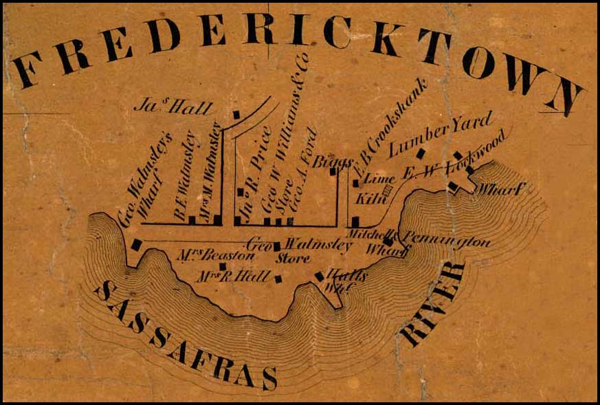 Detail of Fredericktown from Simon J. Martenet, Map of Cecil County, 1858, Library of Congress, MSA SC 1213-1-462