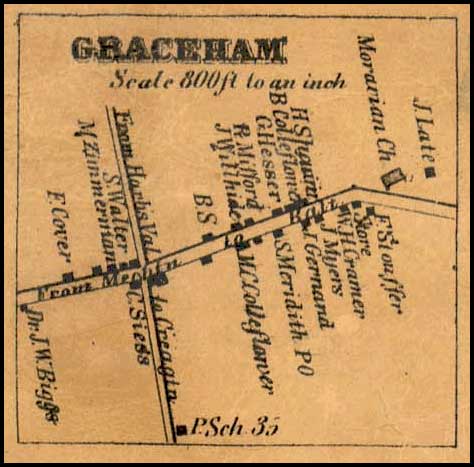 Detail of Graceham from Isaac Bond, Map of Frederick County, 1858, Library of Congress, MSA SC 1213-1-457