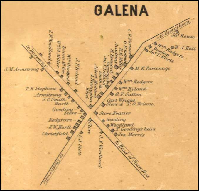 Detail of Galena from Simon J. Martenet, Map of Kent County, 1860, Library of Congress, MSA SC 1213-1-471