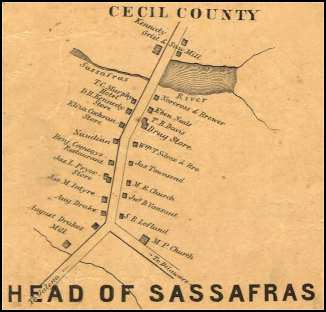 Detail of Head of Sassafrass from Simon J. Martenet, Map of Kent County, 1860, Library of Congress, MSA SC 1213-1-471