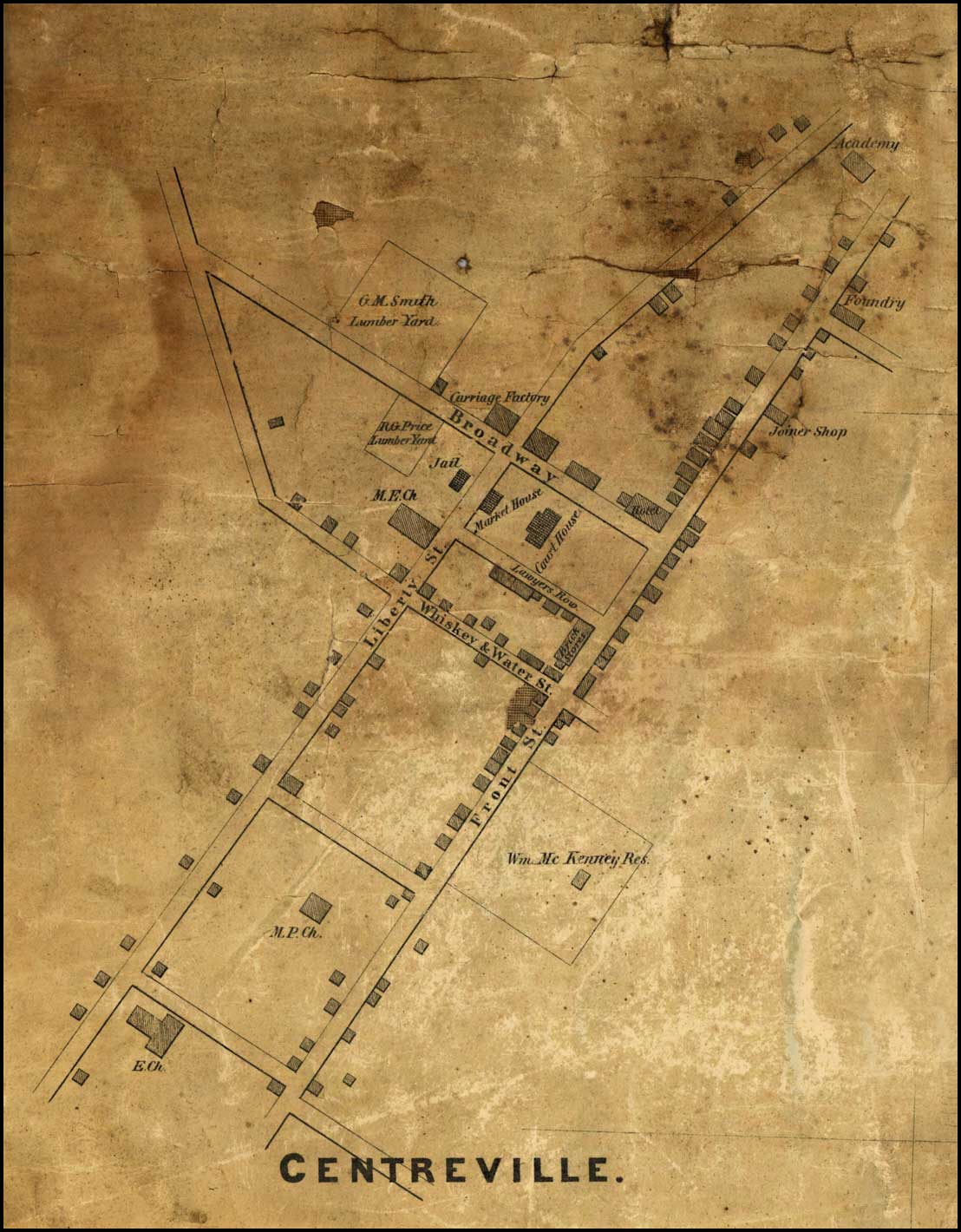 Detail of Centerville from J. G. Stong's Map of Queen Anne's County, 1866, MSA SC 5080-1