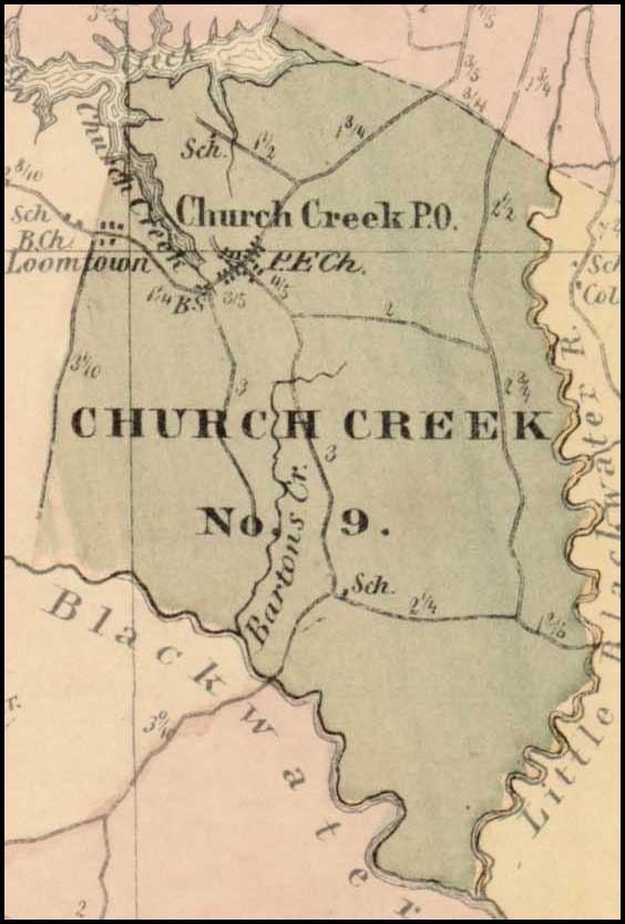 Simon J. Martenet, Map of Dorchester County, 1865, Huntingfield Collection MSA SC 1399-1-75