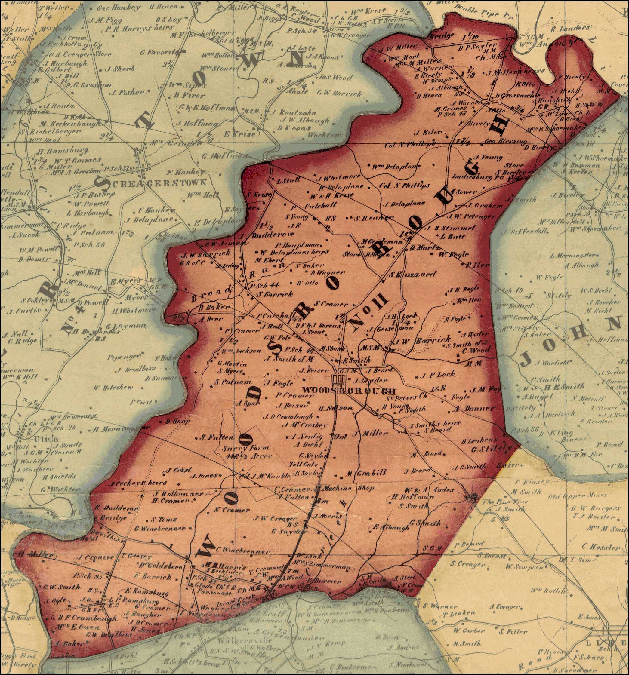 Isaac Bond, Map of Frederick County, 1858, Library of Congress, MSA SC 1213-1-457