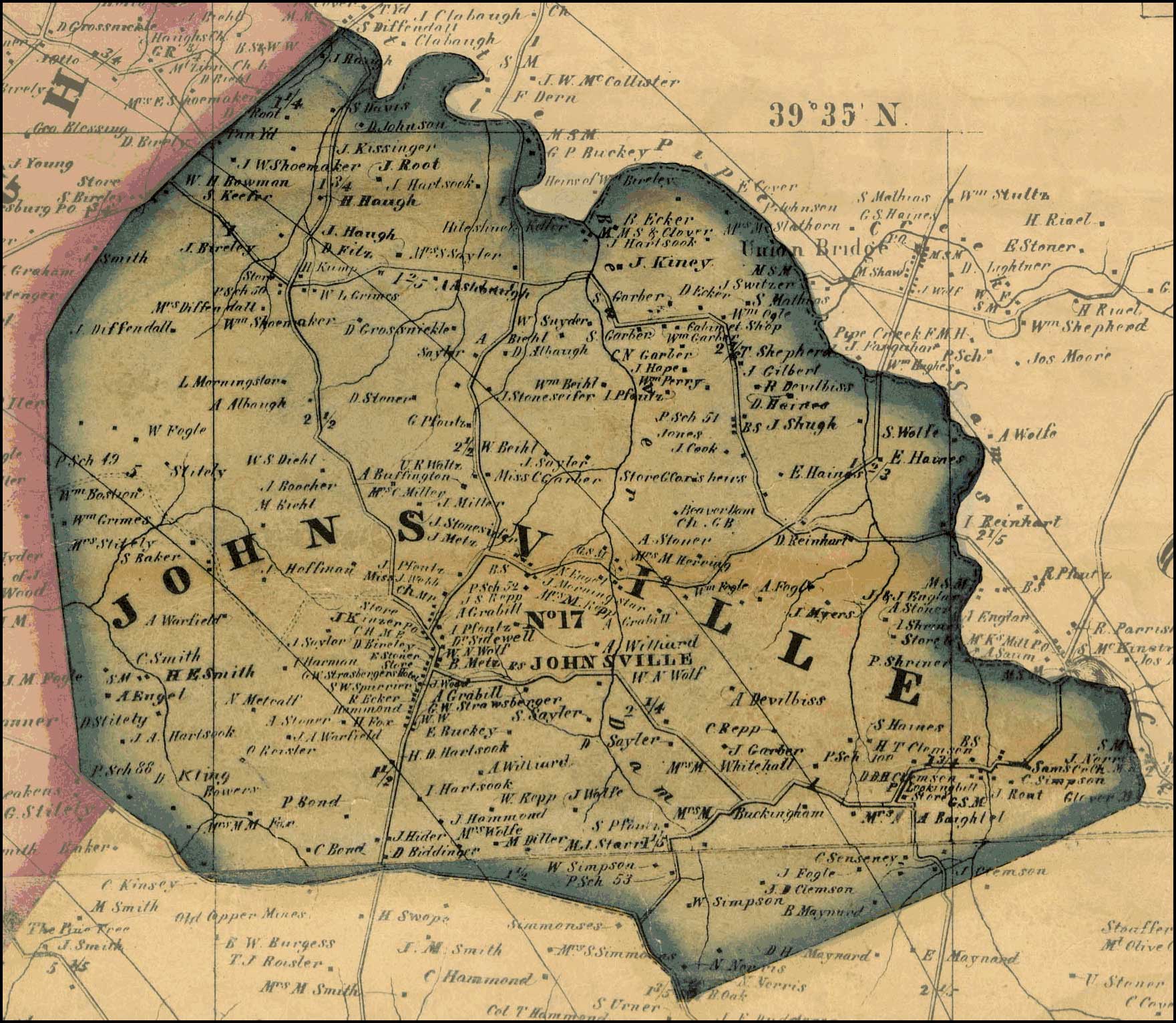 Isaac Bond, Map of Frederick County, 1858, Library of Congress, MSA SC 1213-1-457