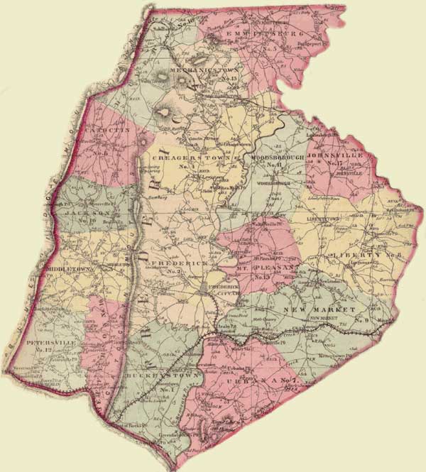 Frederick County. Simon J. Martenet, Martenet's Atlas of Maryland, 1865, Huntingfield Collection, MSA SC 1399-1-75
