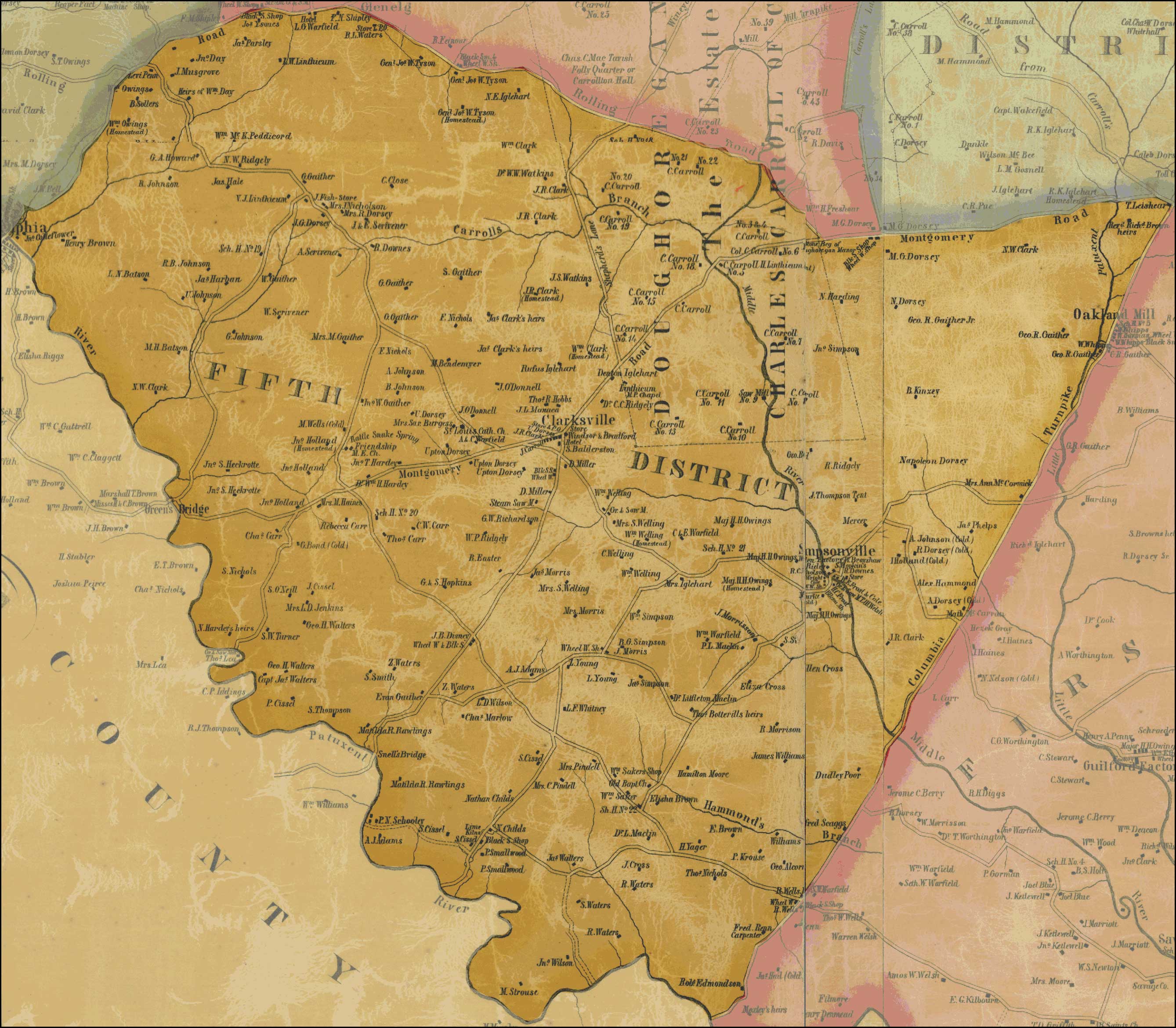 Simon J. Martenet, Map of Howard County, 1860, Library of Congress, MSA SC 1213-1-467
