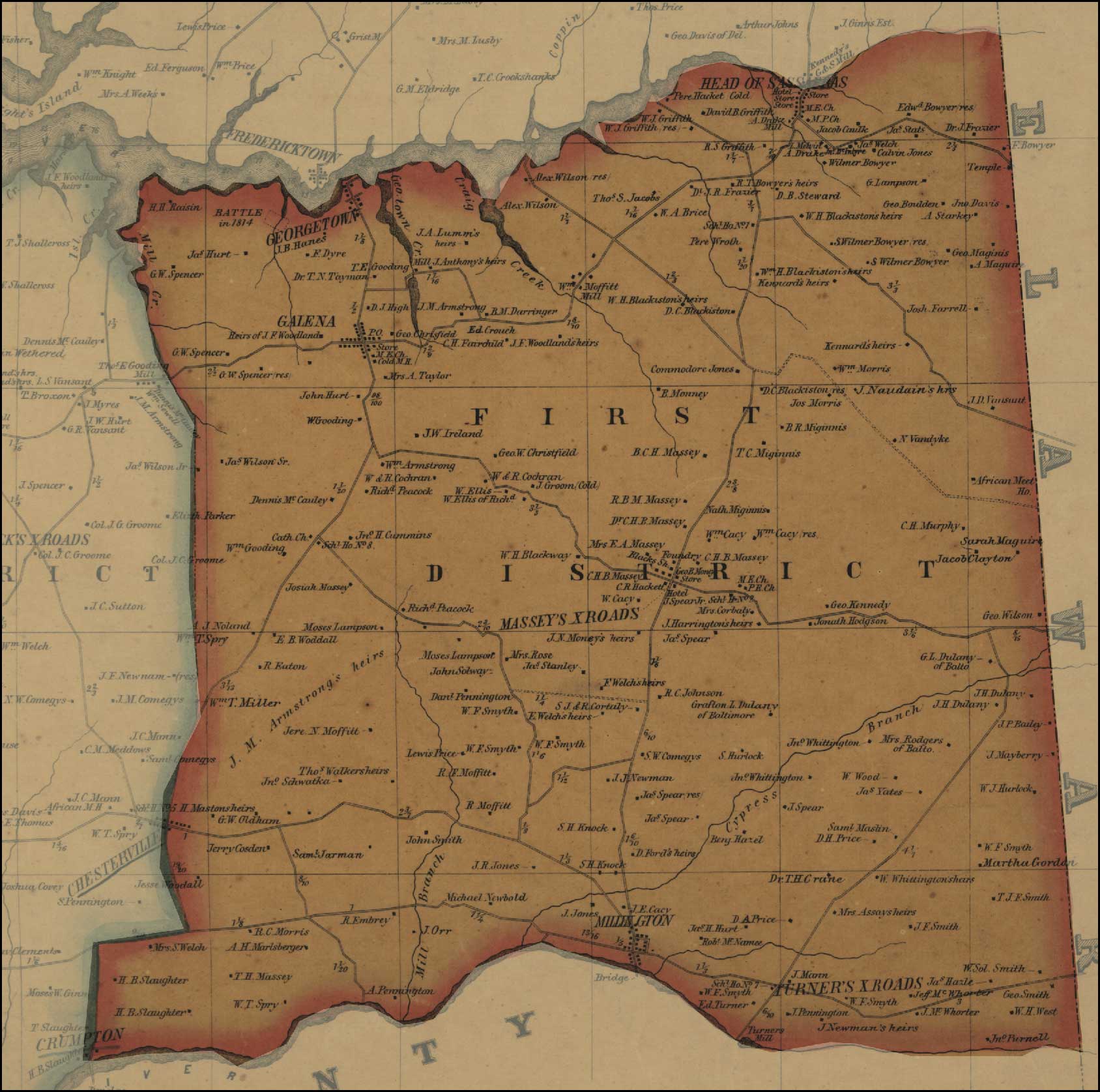 Simon J. Martenet, Map of Kent County, 1860, Library of Congress, MSA SC 1213-1-471