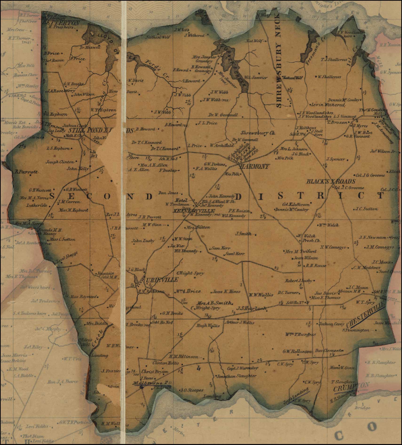 Simon J. Martenet, Map of Kent County, 1860, Library of Congress, MSA SC 1213-1-471