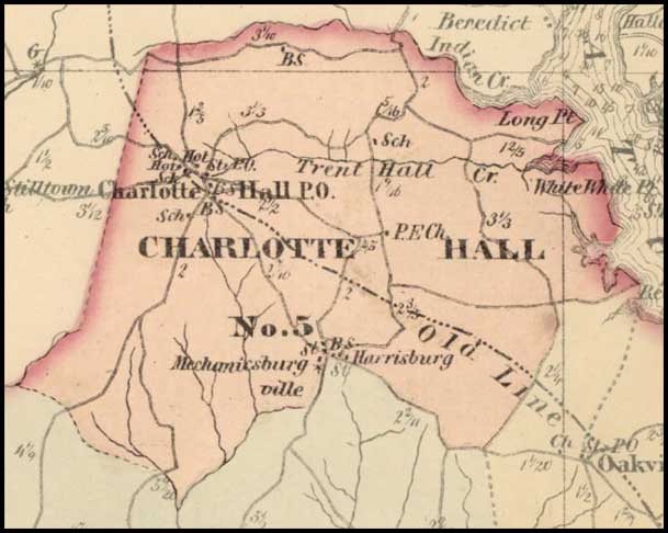 Simon J. Martenet, Map of St. Mary's County, 1865, Huntingfield Collection MSA SC 1399-1-75