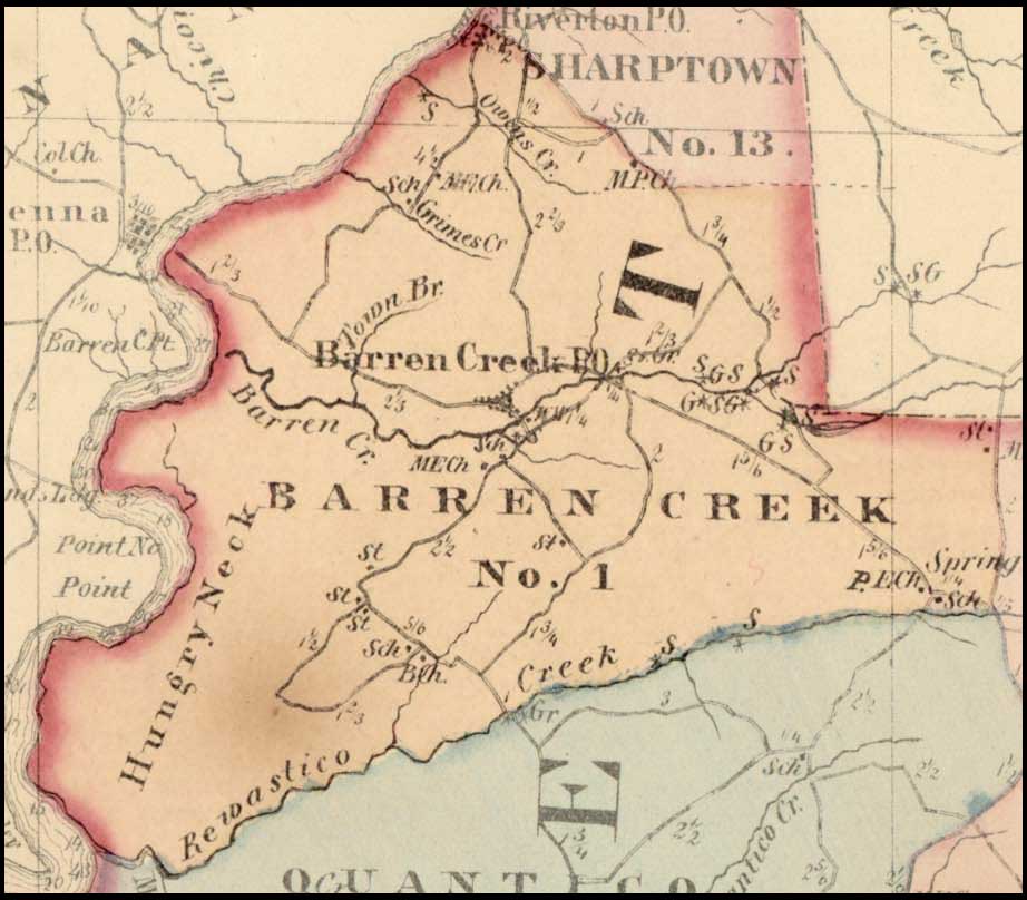 Simon J. Martenet, Map of Somerset County, 1865, Huntingfield Collection MSA SC 1399-1-75