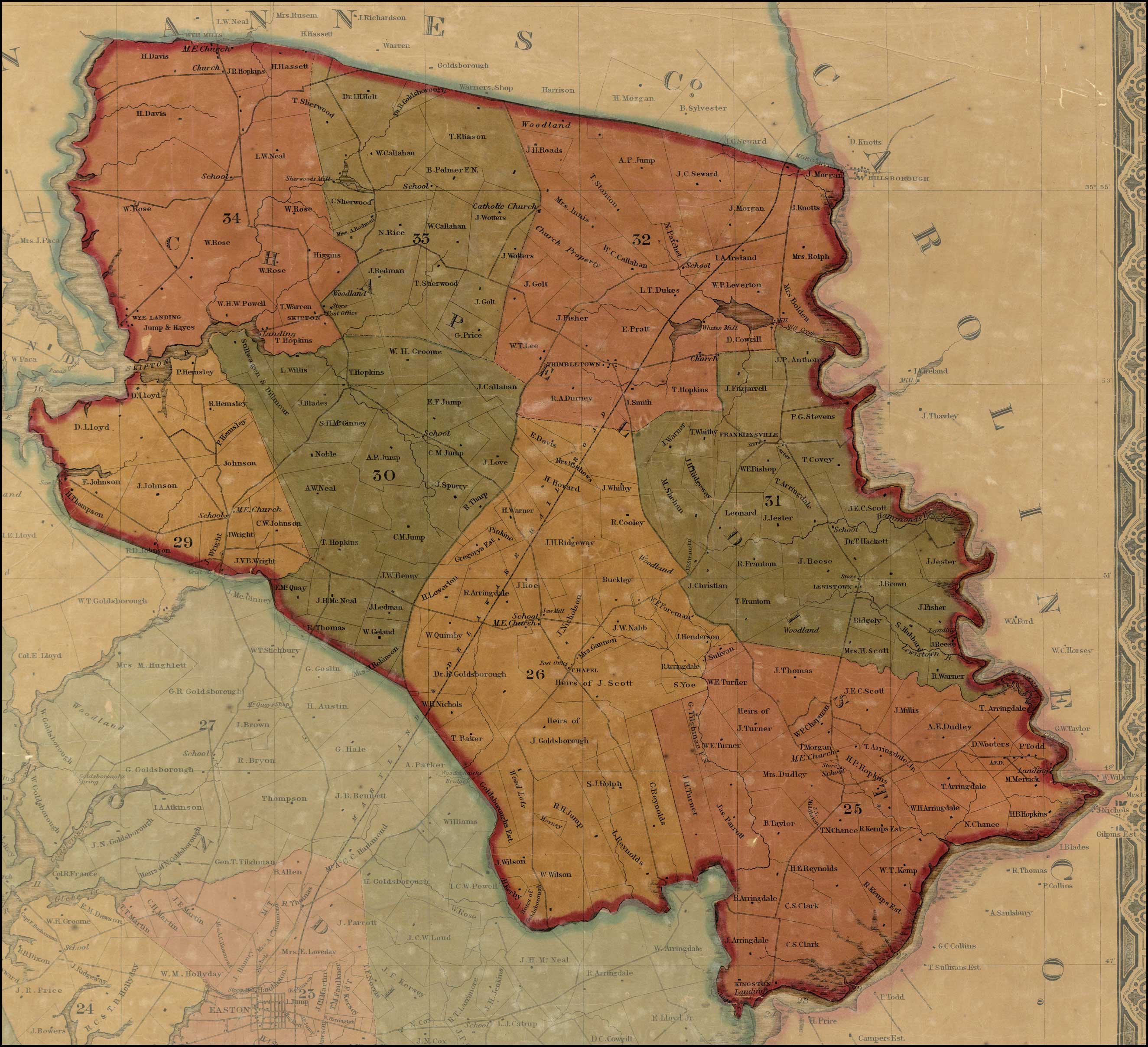 William H. Dilworth, Map of Talbot County, 1858, Library of Congress, MSA SC 1213-1-456