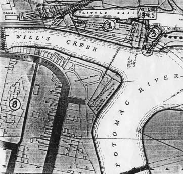 The outline of Fort Cumberland can be seen along the left edge of this map